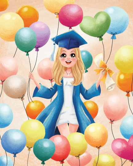 Custom Graduation Portrait, Special Gift, Illustration, Unique Greetings Card, Illustrator