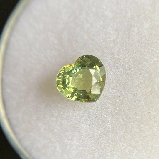 Untreated Vivid Green Yellow Sapphire Igi Certified Unheated Heart Cut Gem