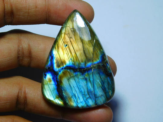 A++ Very Rare Purple Labradorite Spectrolite Cabochon, Gorgeous Color Flasy Fire Gemstone 108Cts. | 49x37mm