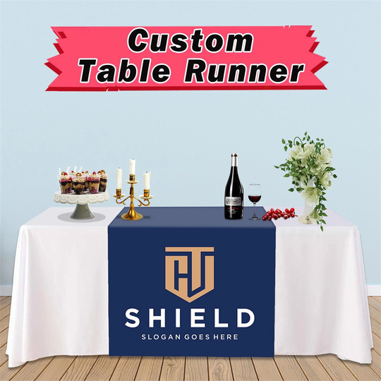 Custom Table Runner With Business Logo Personalized Banners & Signs Customize Text For Tradeshow Events Weddings