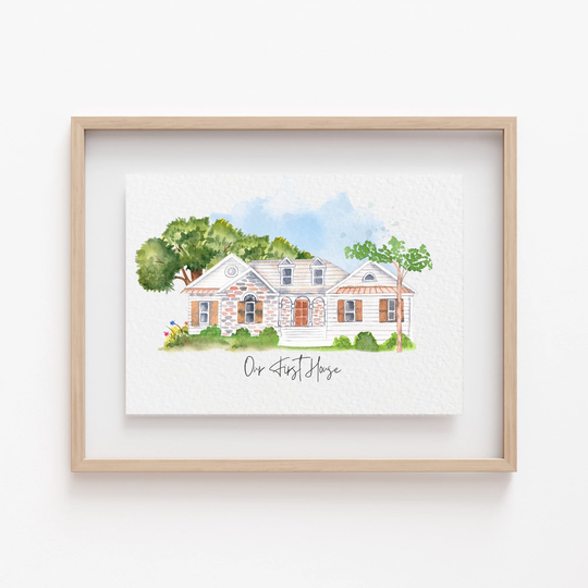 Custom Watercolor House Painting Print, House From Photo, Housewarming Gift, Realtor Closing Gift, First Home Gift