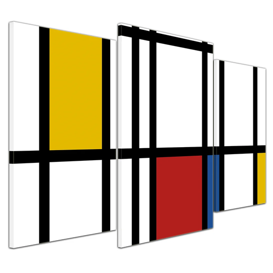 Multicoloured Abstract Geometry 3-Piece Graphic Art on Canvas Set
