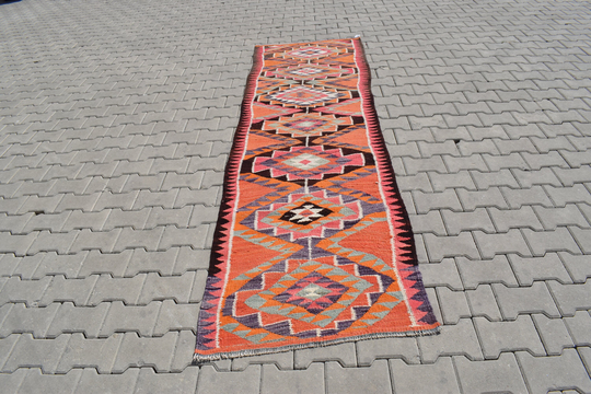 2'69x9'19 Ft, 2x9 Runner, 2x9 Turkish Anatolian Oushak Colorful Corridor Runner, Pastel Runner, Rug
