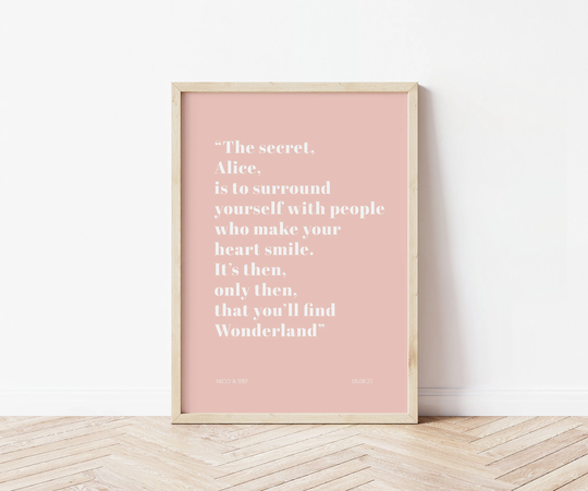 Alice in Wonderland, Personalised Friend Text Print, Wall Art, Nursery, Wedding Gift, Gallery Wall, Kids Room, Typography, Neutral Print