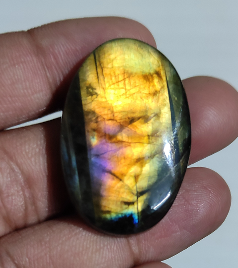 Labradorite Gemstone 38x29 Mm Oval Cabochon 63 Ct Flashy Stone For Macrame Silversmith Pendant Making Jewelry Cabs