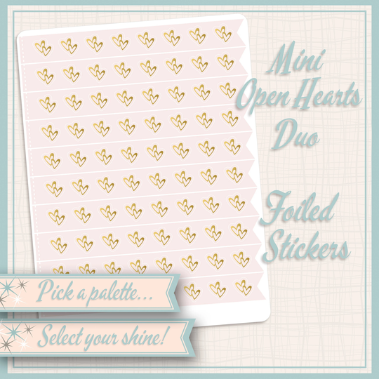 Foiled Icon Stickers | Mini Open Hearts Duo 80 Total