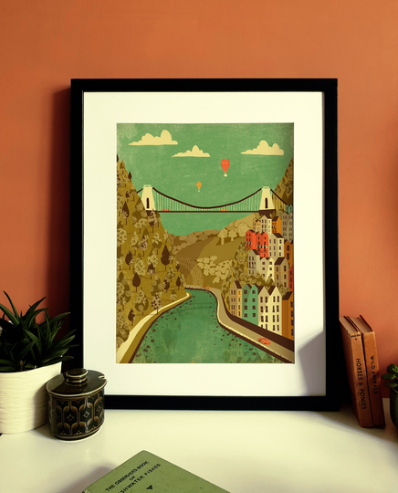 Bristol Clifton Suspension Bridge Illustration Poster A3 A2