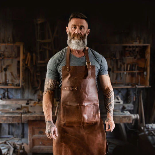 Diy Gift - Distressed Leather Apron For Enthusiasts Full Grain Hobbyists Woodwork Blacksmith Butchers With Pockets By Mahi