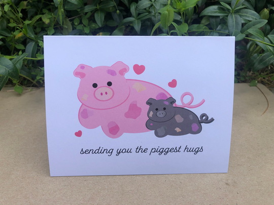Pig Greeting Card, Cute Cards For Loved Ones, Punny