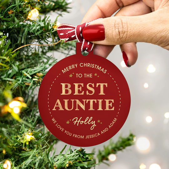 Personalised Best Auntie Christmas Bauble - For Gift For Aunt Stocking Filler