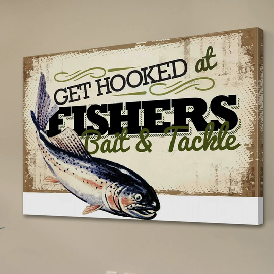Get Hooked at Fishers by Saturday Evening Post - Wrapped Canvas Graphic Art Print