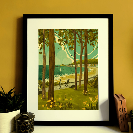 Mumbles From Swansea Bay Illustration Print A3