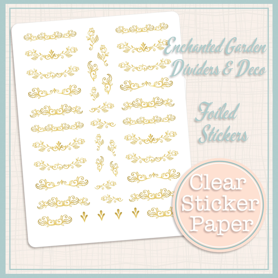 Clear Foiled Stickers | Enchanted Garden Dividers & Deco 39 Total