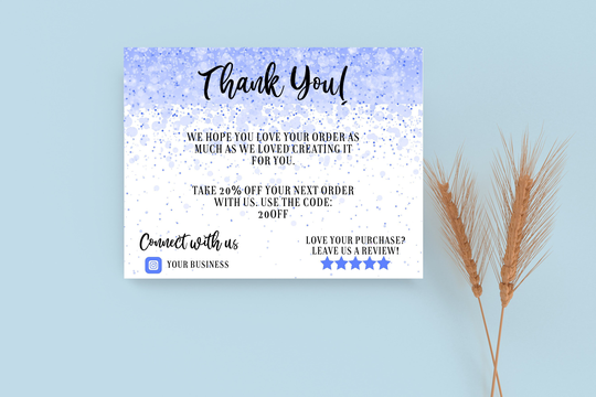 Printed Bokeh Confetti Thank You For Your Business Cards - You - Various Sizes & Colors