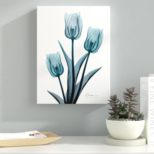 Midnight Sky Tulip Trio 2 - Wrapped Canvas Graphic Art Print