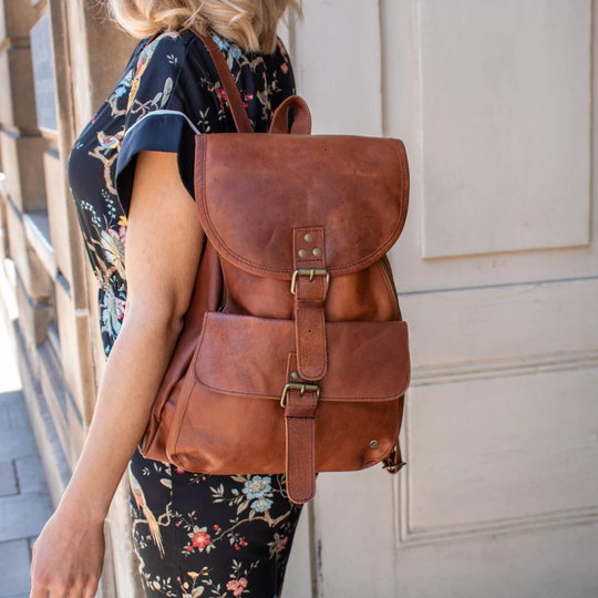 Personalized Brown Leather Unisex Backpack For Her Him Work Bag Casual Womens Mens Rucksack Handmade With Monogram Initials By Mahi