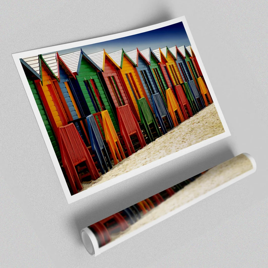 Beach Hut Parade Beach - Graphic Art Print on Paper
