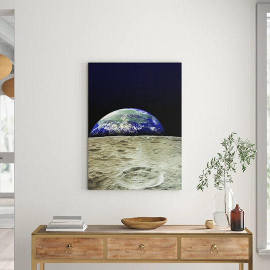 'Earth Rising Over Moon' Graphic Art
