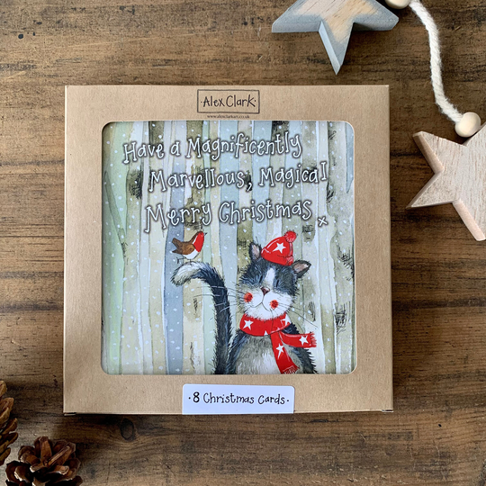 Marvellous Cat Boxed Christmas Cards 8 Pack | xb16