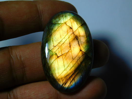 A++ Very Rare Purple Labradorite Spectrolite Cabochon, Gorgeous Color Flasy Fire Gemstone 79Cts. | 45x28mm