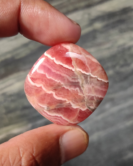 Rhodochrosite Crystal Cabochon Pink Gemstone 32x31 Mm Cushion Shape Cabs Flat Back For Pendant Jewelry Making Stone Hand Polish