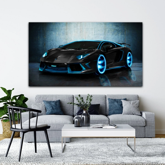 Canvas Car, Picture, Photo, Tron, Super Sport, Canvas, Wall Art, Print, Picture Lamborghini, Marble, Photoshop, UK