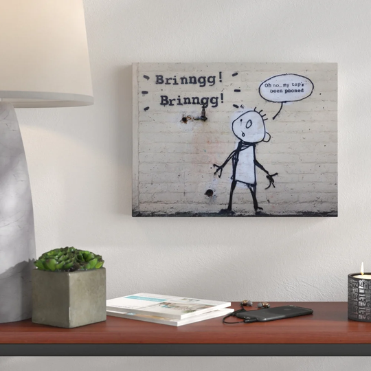 Phoned Tap by Banksy - Wrapped Canvas Graphic Art Print