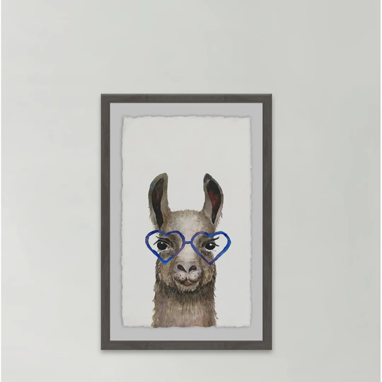 Blue Heart Glasses - Picture Frame Graphic Art Print on Paper