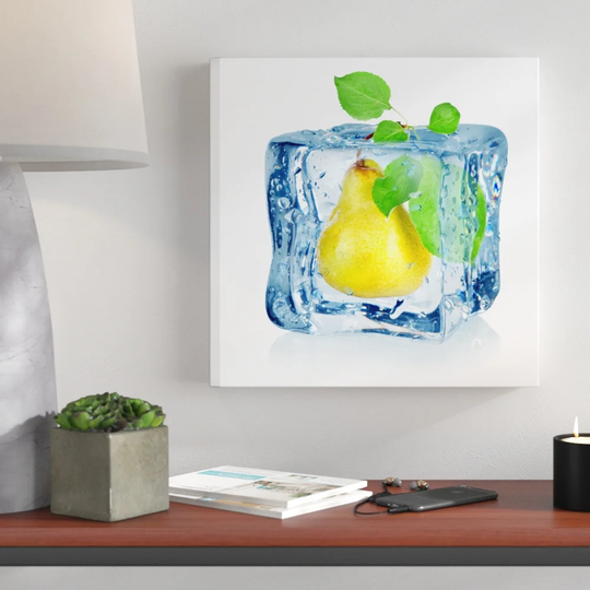 Ice Cube Pear Framed Graphic Art on Canvas