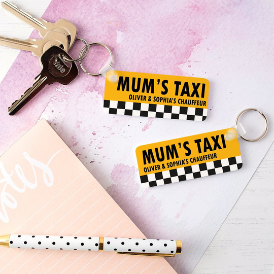 Funny Mum Keyring - Personalised Mum's Taxi Gift Token