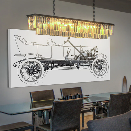 Vintage Race Car Blueprint 1 - Wrapped Canvas Graphic Art Print