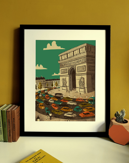 Paris Arc De Triomphe Illustration Print A3