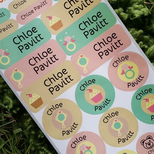 Girlish Personalised Object Name Labels - 44 & 9 Clear Films