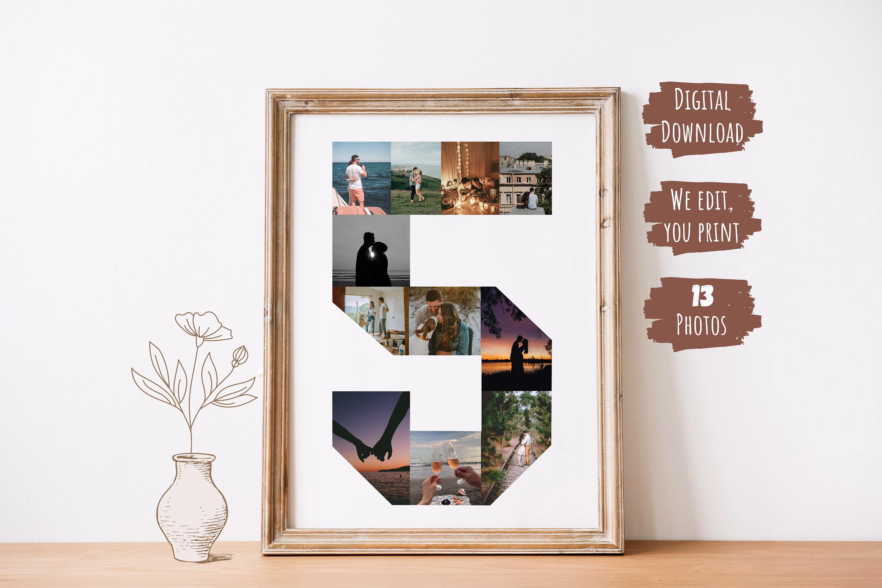 Digital Custom 13 Photos | 5 Year Anniversary Gift For Boyfriend, Five Collage Gift, Years Together