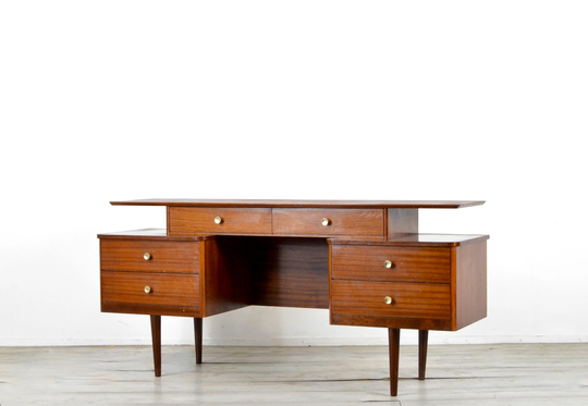 Midcentury Floating Top Desk in Walnut By Austinsuite Of London. Vintage/Modern Danish Style