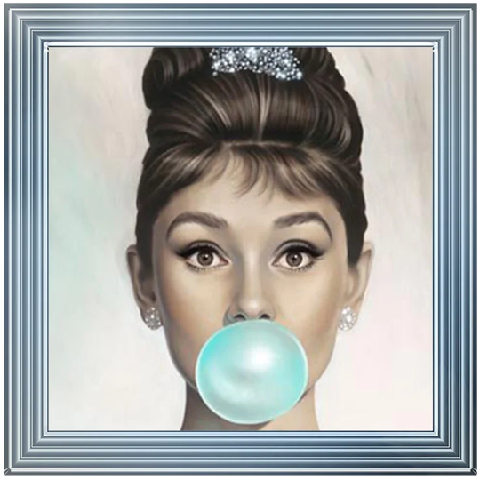 'Audrey Bubblegum' - Framed Graphic Art Print on Glass