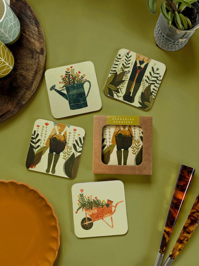 Gardening Coasters Illustration Set Of 4