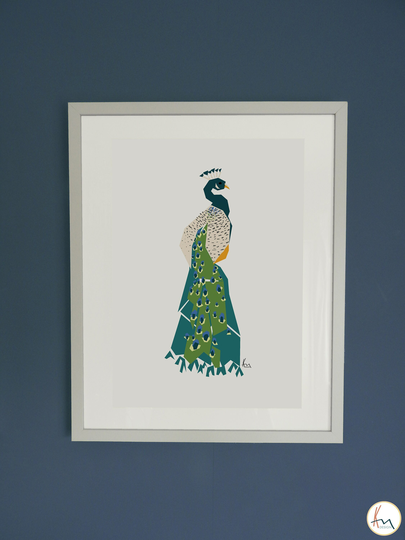 Peacock Print/ A4/ A5/ Geometric Animal Contemporary Art Wall Decor