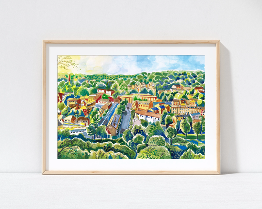 Leeds England, Woodhouse Ridge, Meanwood Valley Trail, Yorkshire, Art Print, Travel Poster, Painting, A3, A4