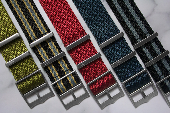 Herringbone Collection - Green, Blue, Red, Black, Grey, Khaki, Single Pass Watch Straps, Tudor Style Buckle | 20mm & 22mm