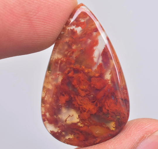 Red Moss Agate Cabochon Loose Gemstone/Indonesian For Jewelry Pear Shape 25.80 Ct. 32x20x5 Mm. A - 207