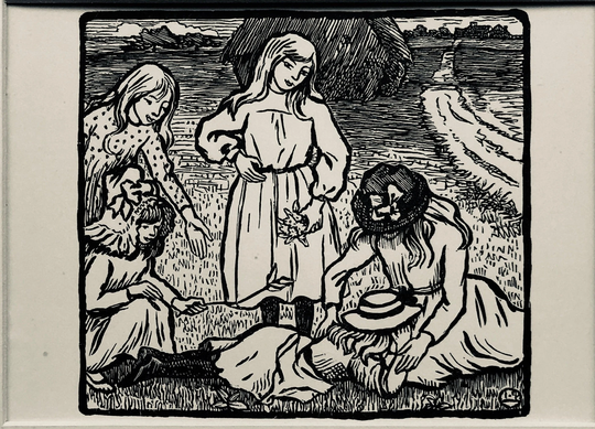 1948 Lucien Pissarro Woodcut From Original Block Loaned By The Artist's Widow.