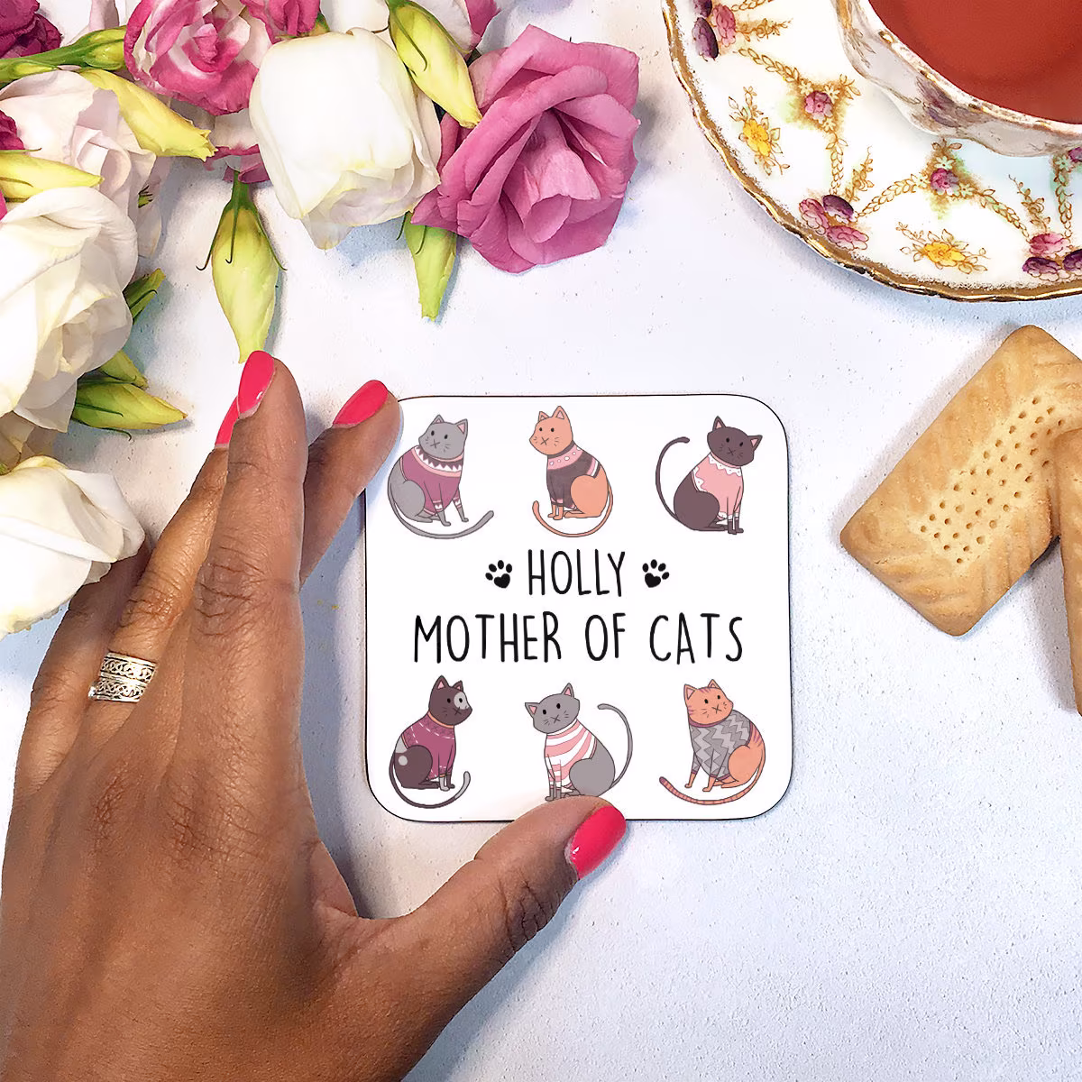 Personalised Mother Of Cats Coaster - Funny Cat Mom Lover Gift Christmas For Mum