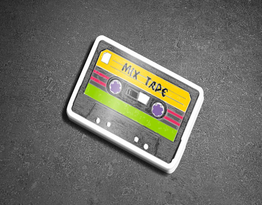 Waterproof Vinyl Mix Cassette Tape Sticker 1.75"x2.5