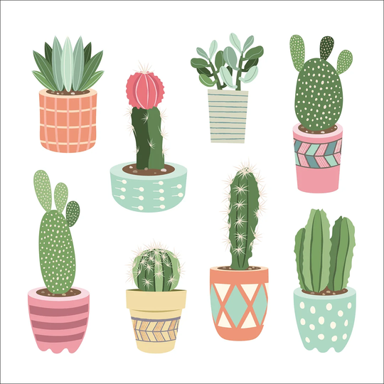 Cacti I Graphic Art Print on Wood