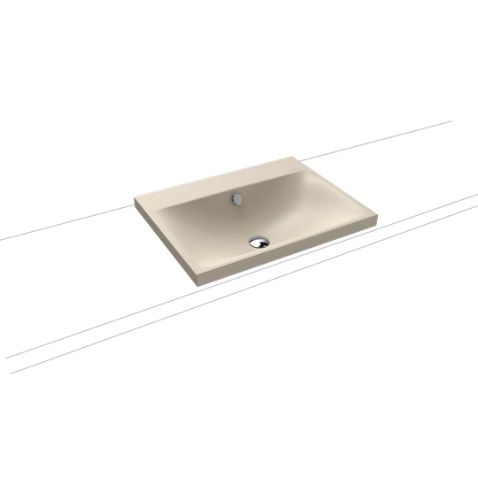 Warm Beige Metal Rectangular Countertop Basin Bathroom Sink