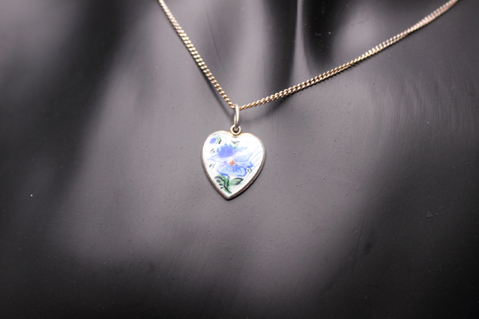 Aksel Holmsen Pendant - A Delicate Norwegian Sterling Silver & Guilloche Enamel Floral On Chain Free Delivery