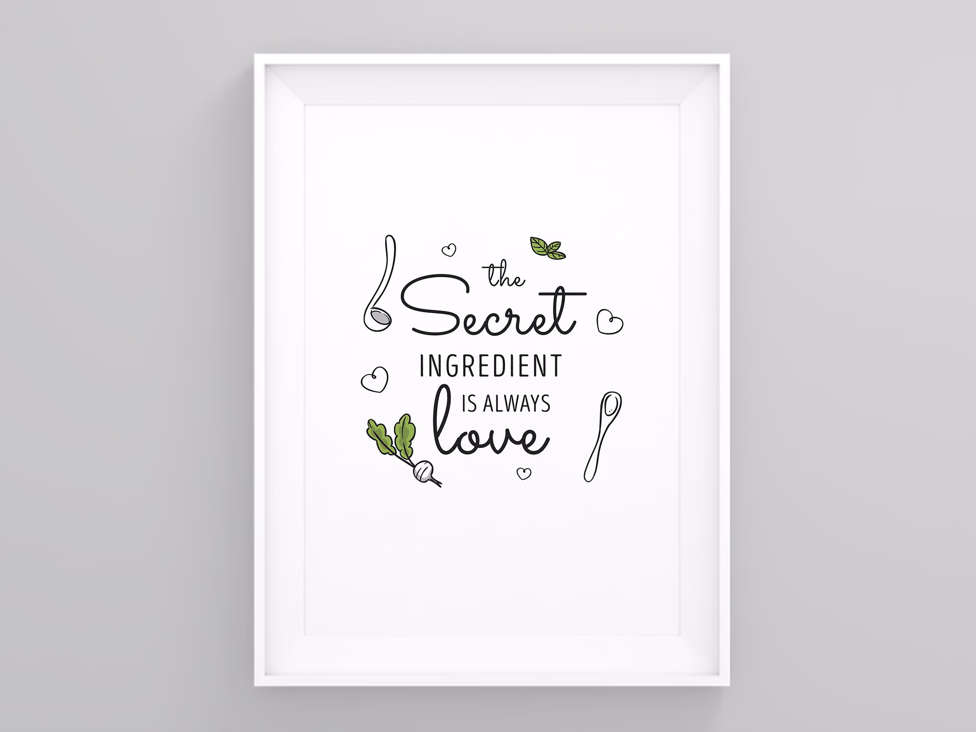 The Secret Ingredient Is Always Love, Wall Art Print, Kitchen Prints, Home Graphic Art, Print