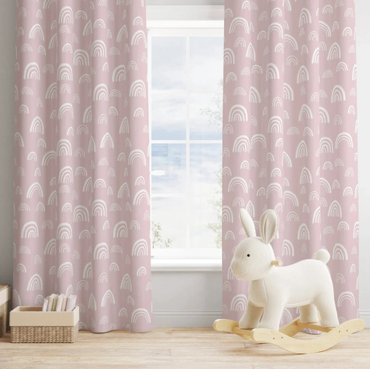 Pink Rainbow Curtains, Cute Nursery Blackout Curtains - Curtains With Eyelets, Curtains, Decor, Nursery, Decoration
