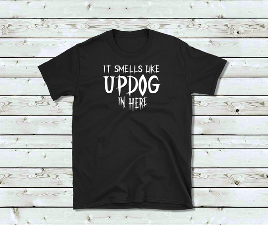 It Smells Like Updog in Here - The Office T-Shirt 100% Cotton Black T-Shirt, What's Updog? Office, Scranton, Pennsylvania